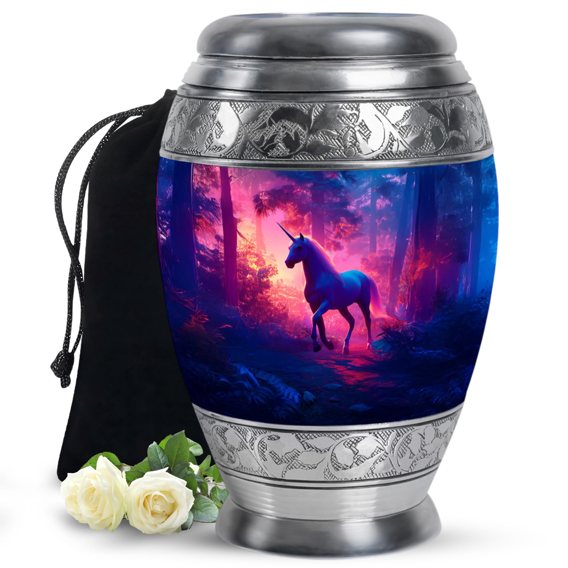 Unicorn Forest Funeral Urn - Neon Aluminium Urn For Human Ashes