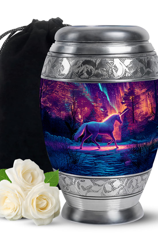 Purple Unicorn Cremation Urn - Fantasy Memorial Urn For Adult Ashes