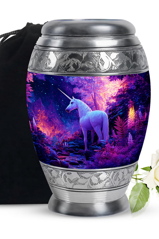 Magical Unicorn Memorial Urn - Forest Funeral Urn For Adult Ashes