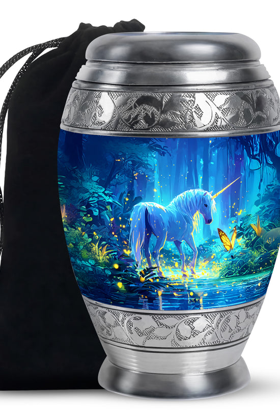 Mystical Unicorn Funeral Urn - Beautiful Forest Memorial Urn For Human Ashes