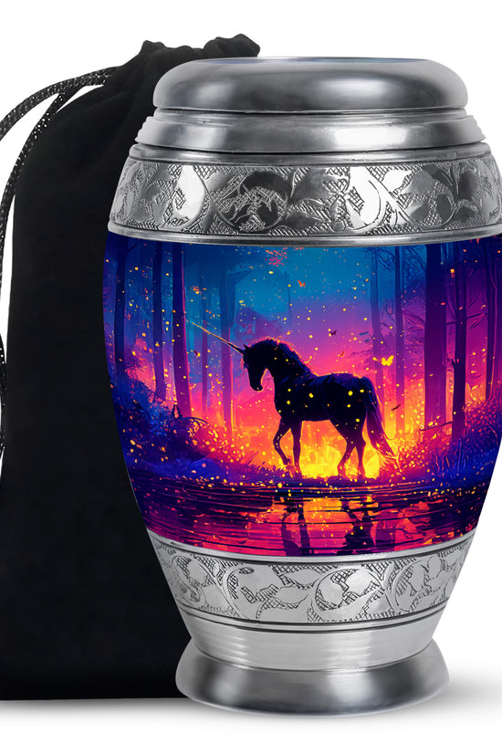 Fire Unicorn Memorial Urn - Forest Funeral Cremation Urn For Adult Ashes