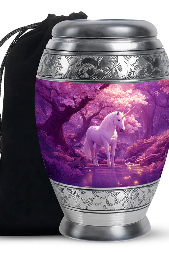 Beautiful Unicorn Cremation Urn - Purple Memorial Urn For Burial