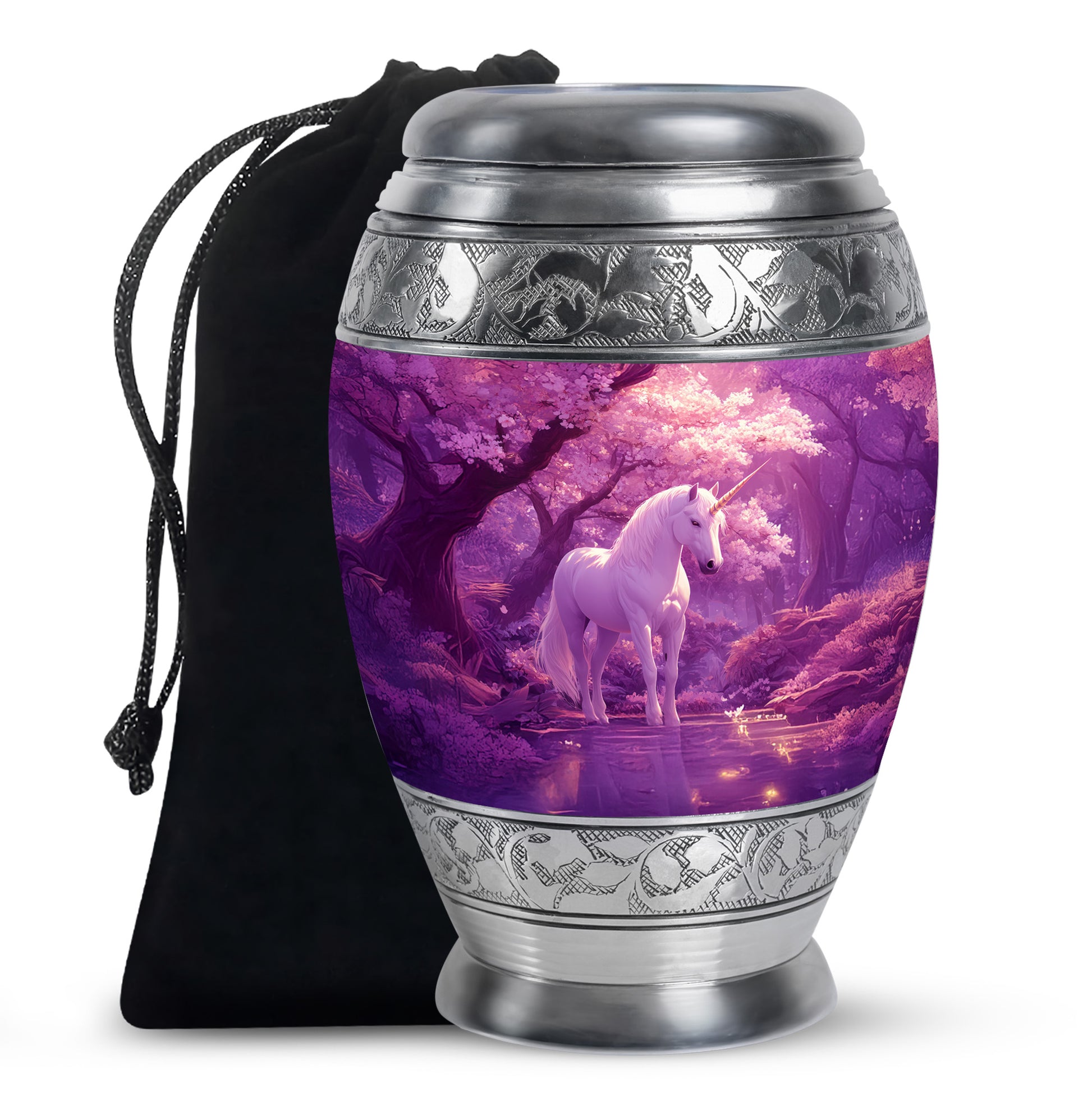 Beautiful Unicorn Cremation Urn - Purple Memorial Urn For Burial