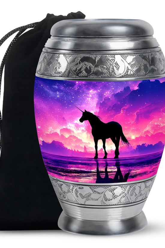 Galaxy Unicorn Cremation Urn - Fantasy Night Sky Memorial Urn For Burial