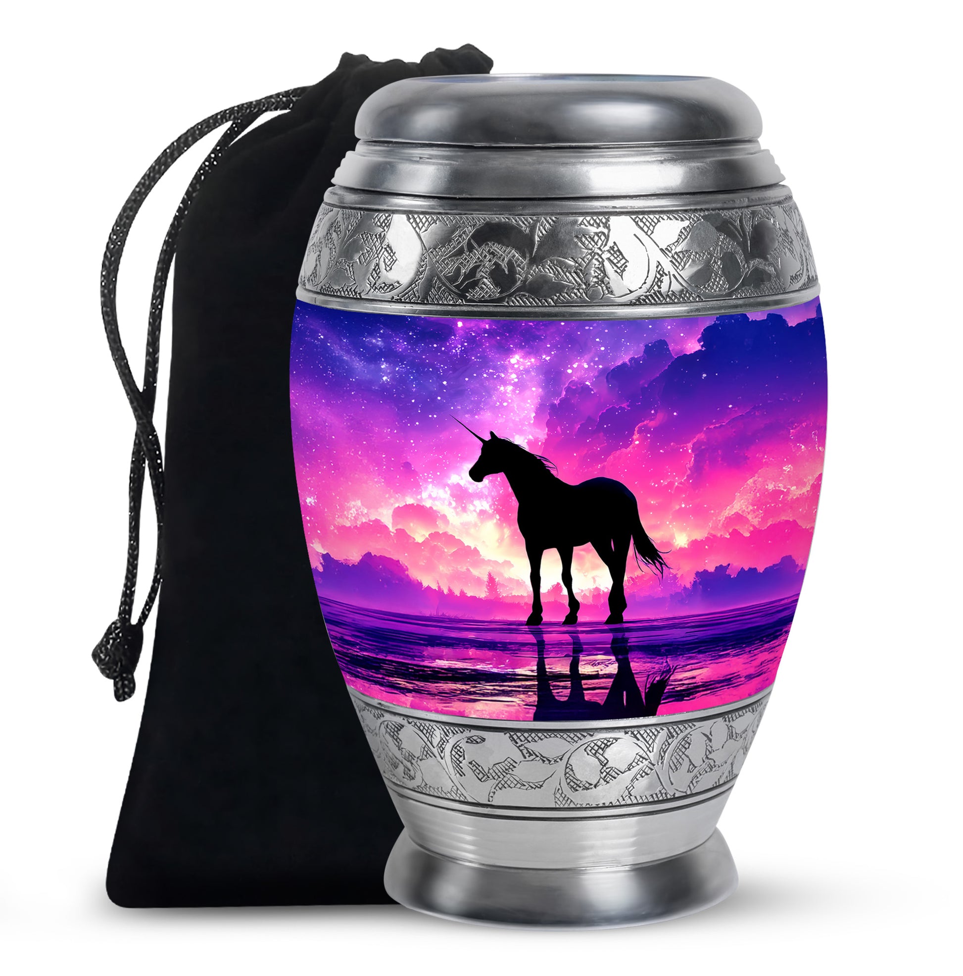 Galaxy Unicorn Cremation Urn - Fantasy Night Sky Memorial Urn For Burial