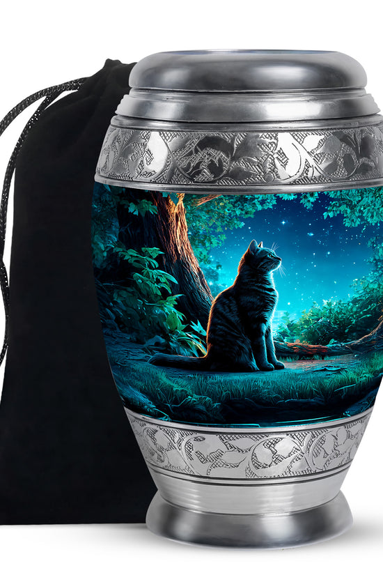 Night Cat Memorial Urn - Moonlight Cremation Urn For Human Ashes