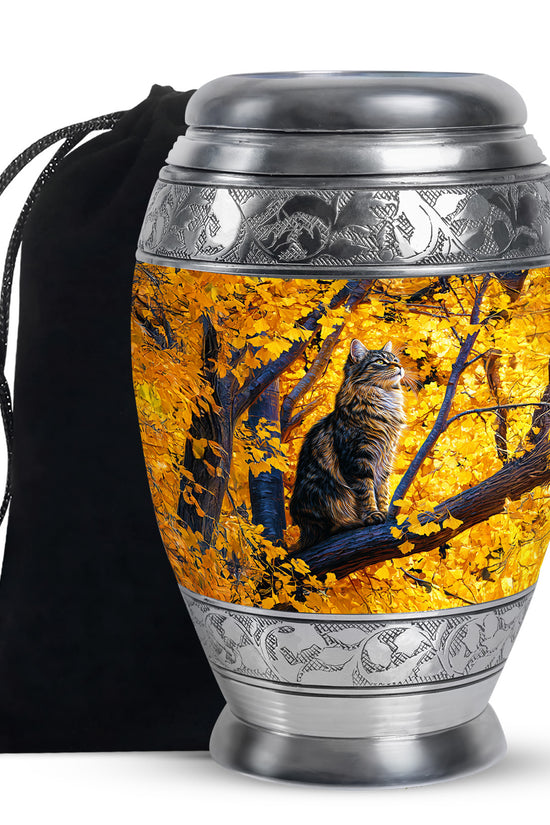 Autumn Nature Cat Cremation Urn - Elegant Funeral Urn For Human Ashes