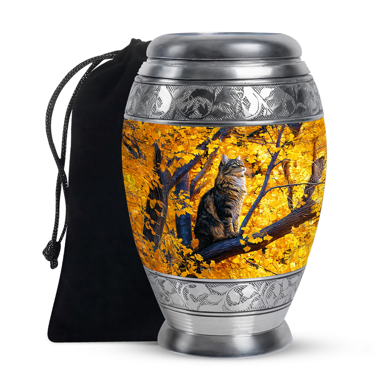 Autumn Nature Cat Cremation Urn - Elegant Funeral Urn For Human Ashes