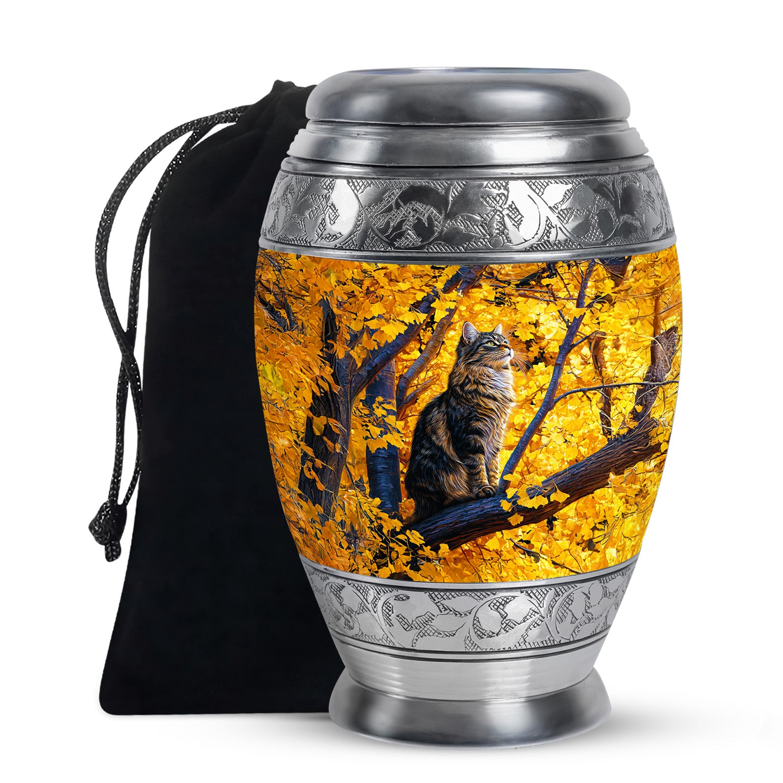 Autumn Nature Cat Cremation Urn - Elegant Funeral Urn For Human Ashes