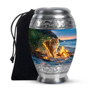 Beach Cat Memorial Urn - Campfire Cremation Urn For Ashes