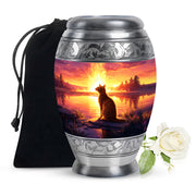 Orange Cat Funeral Urn - Beautiful Sunset Scene Urn For Ashes