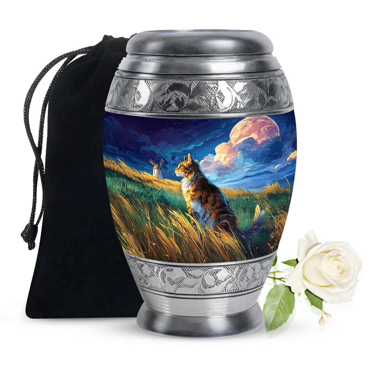 Cat Memorial Urn - Artistic Nature Funeral Urn For Pet Ashes