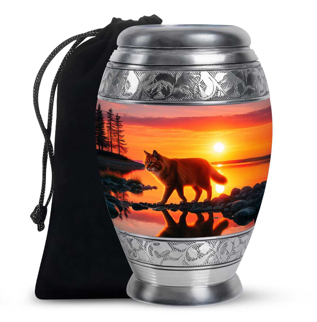 Sunset Cat Memorial Urn - Ocean Cremation Urn For Ashes