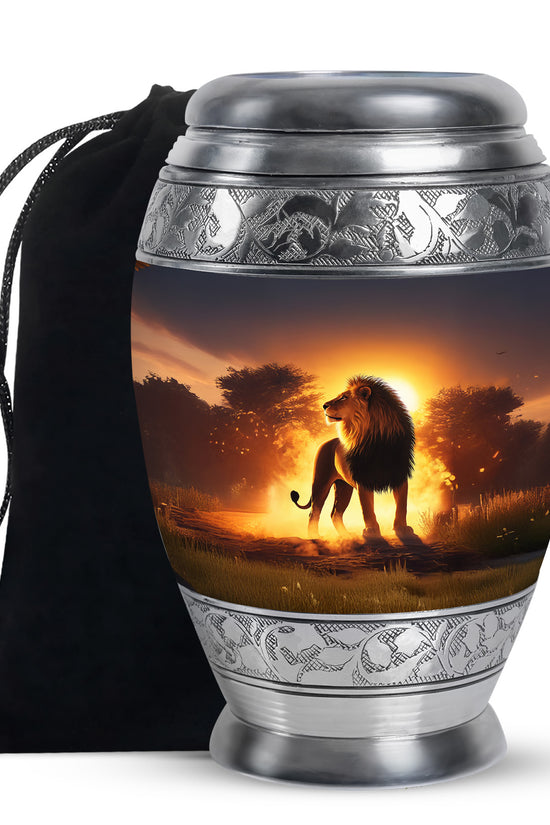 Lion Sunset Urn - Beautiful Burial Urns For Adult Human Ashes