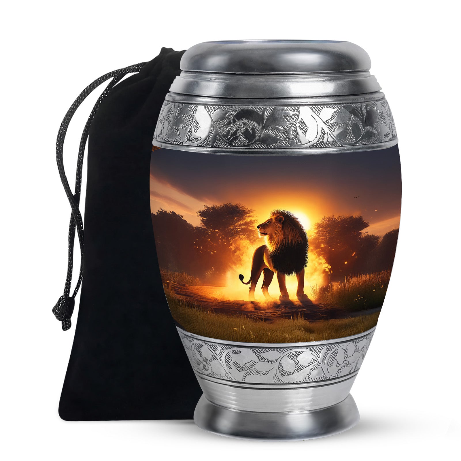 Lion Sunset Urn - Beautiful Burial Urns For Adult Human Ashes