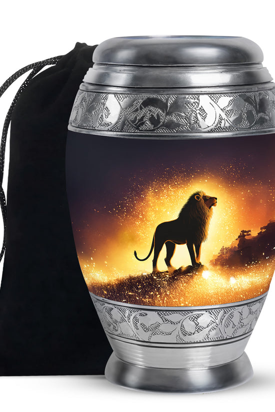 Lion Theme Cremation Urn - Memorial Container Urns For Human Ashes