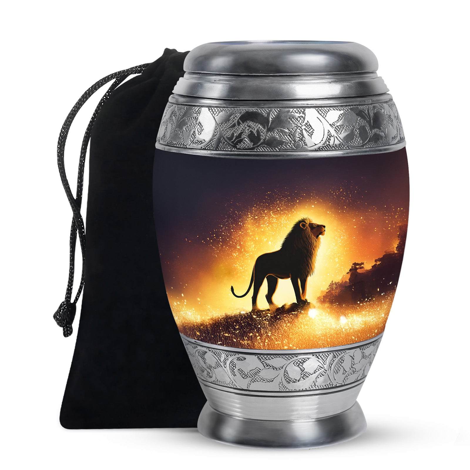 Lion Theme Cremation Urn - Memorial Container Urns For Human Ashes