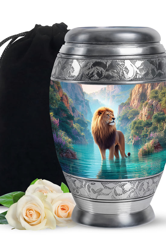Majestic Lion Cremation Urn - Serene Valley Memorial Urn For Adult Ashes
