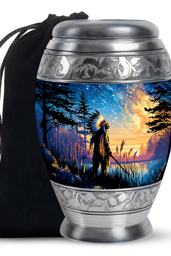Native American Funeral Urn - Forest Cremation Urn For Human Ashes