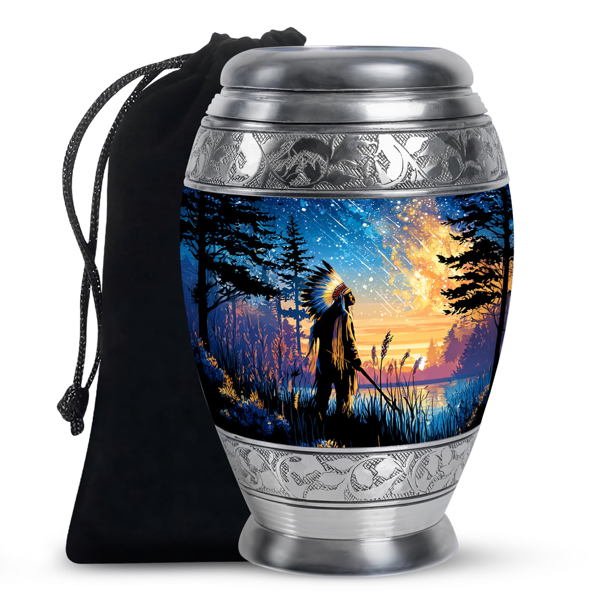 Native American Funeral Urn - Forest Cremation Urn For Human Ashes