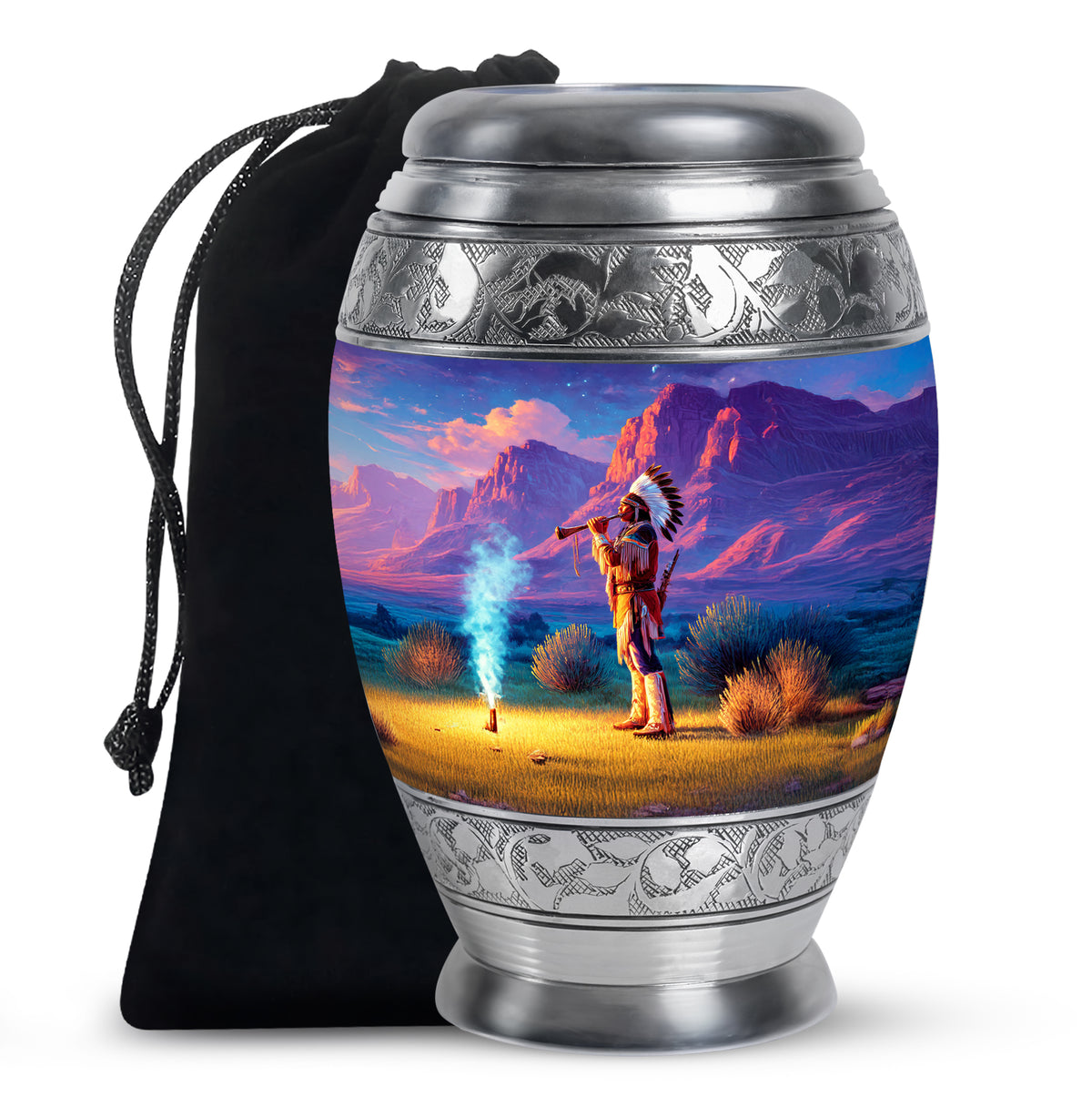 Native American Cremation Urn -Sunset Memorial Urn For Men