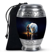 Native American Burial Urn - White Bear Spirit Memorial For Human Ashes