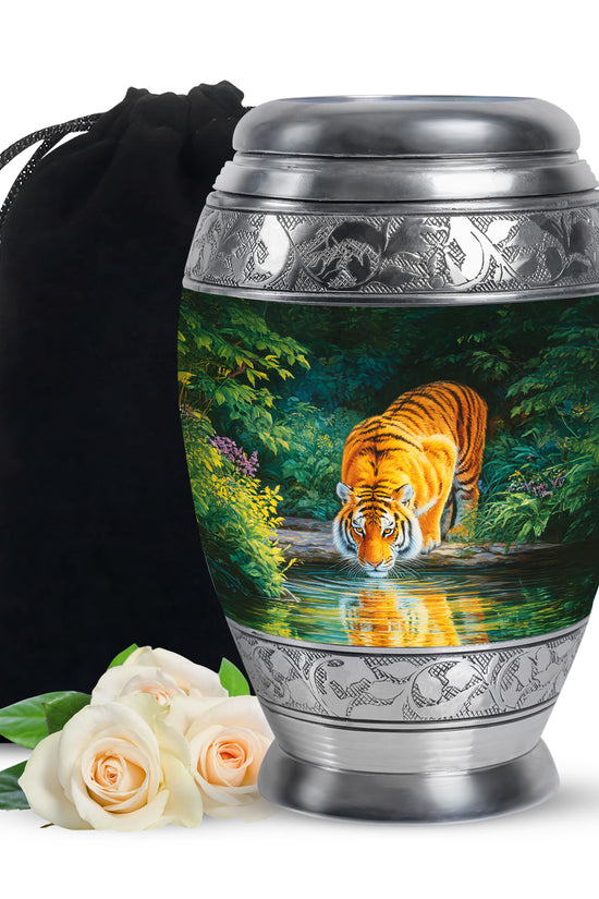 Wildlife Tiger Funeral Urn - Nature River Cremation Urn For Loved Ones