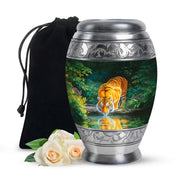 Wildlife Tiger Funeral Urn - Nature River Cremation Urn For Loved Ones