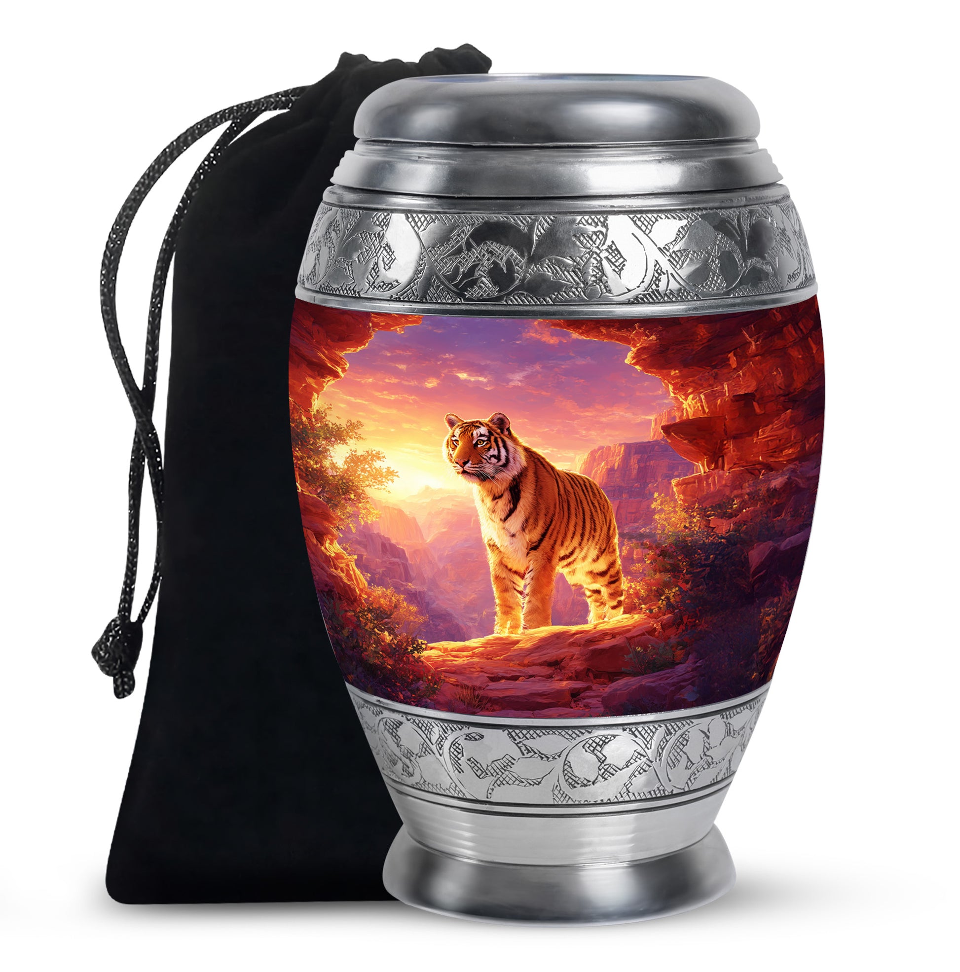 Tiger Tribute Memorial Urn - Sunset Mountain Cremation Urn For Dad