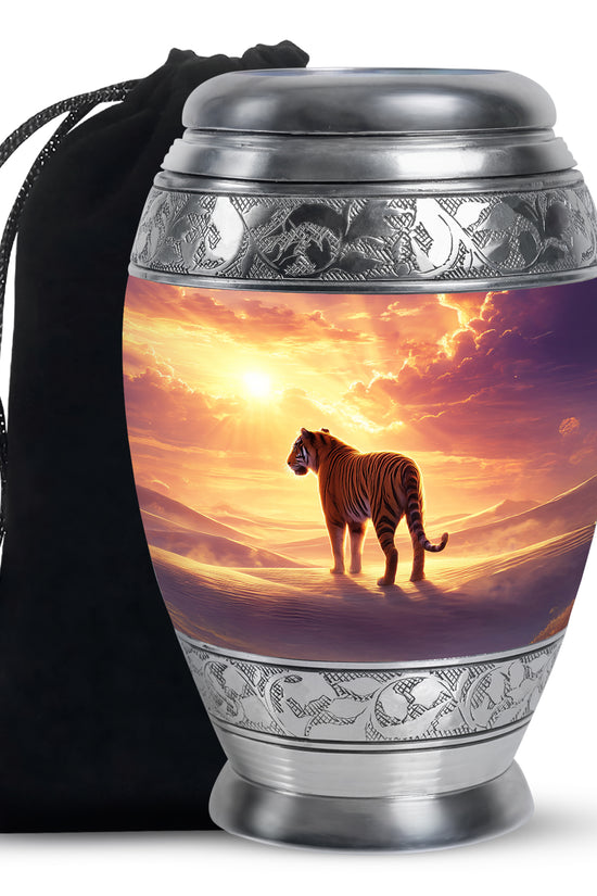 Sunset Tiger Cremation Urn - Majestic Memorial Urn For Male