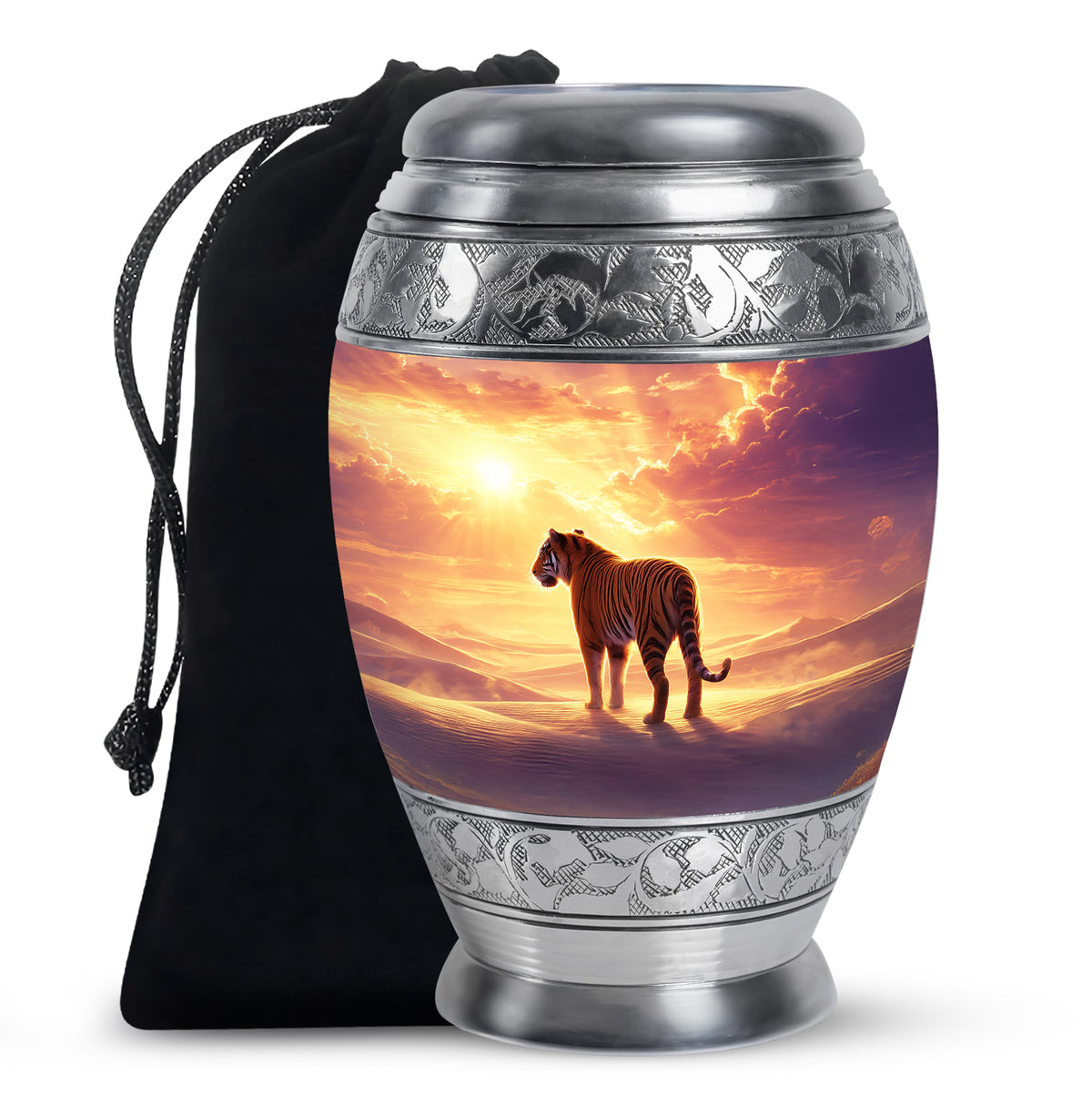 Sunset Tiger Cremation Urn - Majestic Memorial Urn For Male