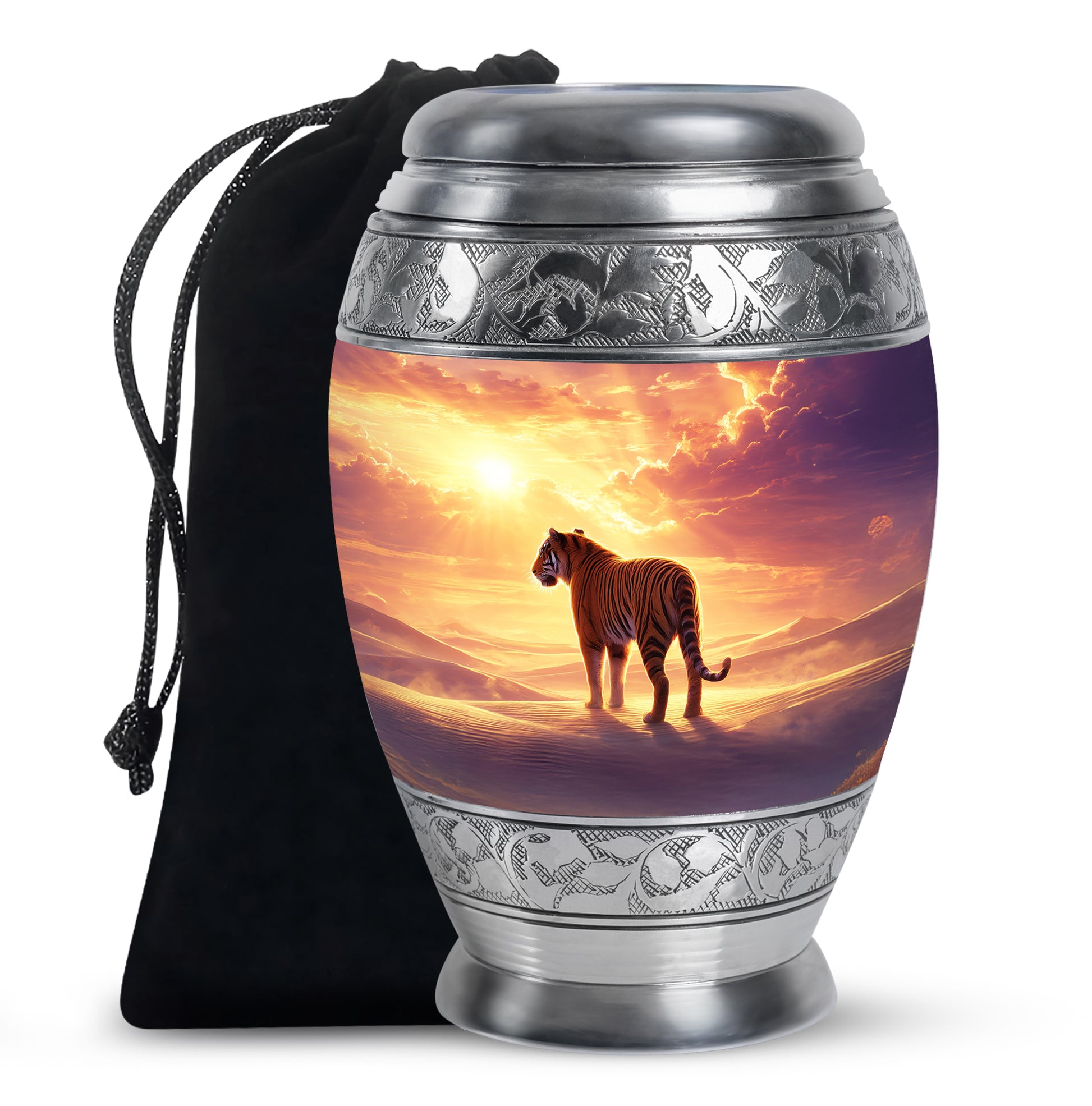 Sunset Tiger Cremation Urn - Majestic Memorial Urn For Male