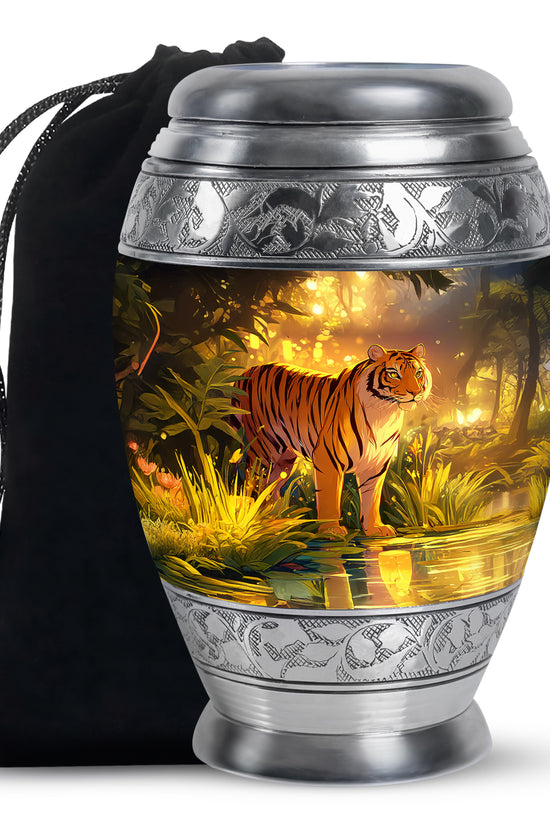 Jungle Tiger Funeral Urn - Aristic Cremation Urn For Burial
