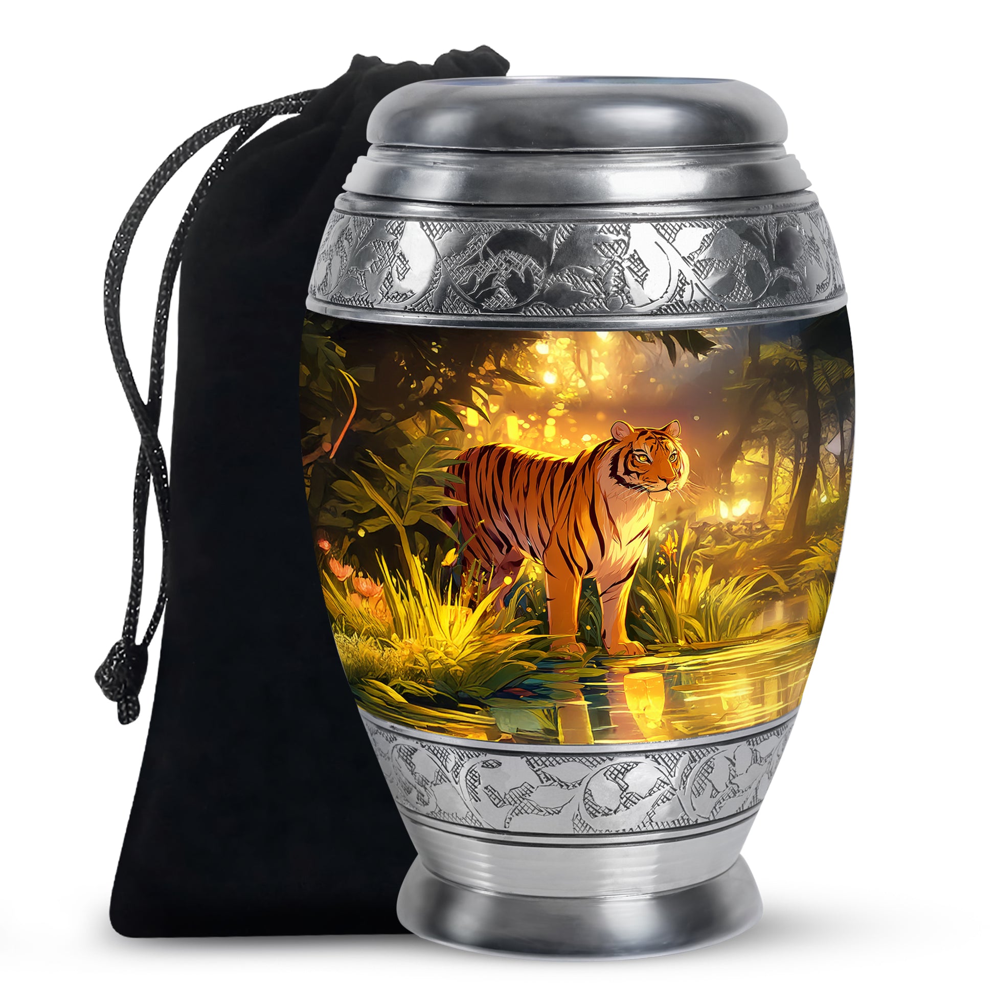 Jungle Tiger Funeral Urn - Aristic Cremation Urn For Burial