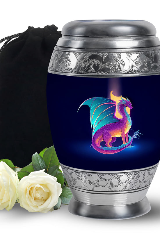 Artistic Neon Dragon Funeral Urn - Aluminium Memorial Urn For Ashes