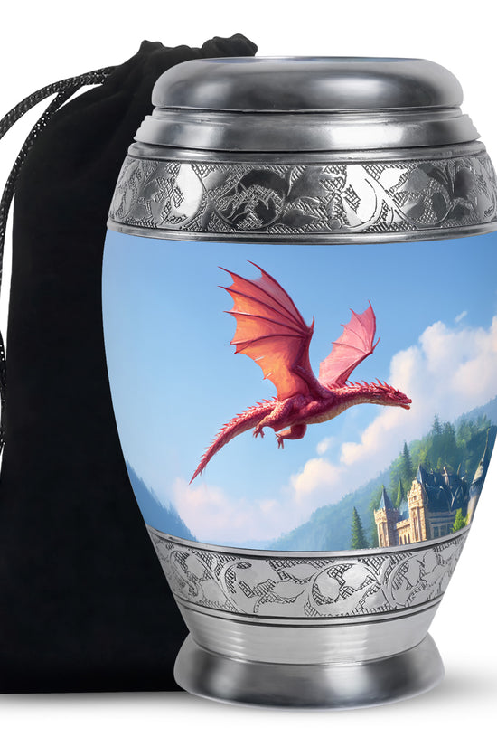 Flying Dragon Funeral Urn - Blue Cremation Urn For Human Ashes