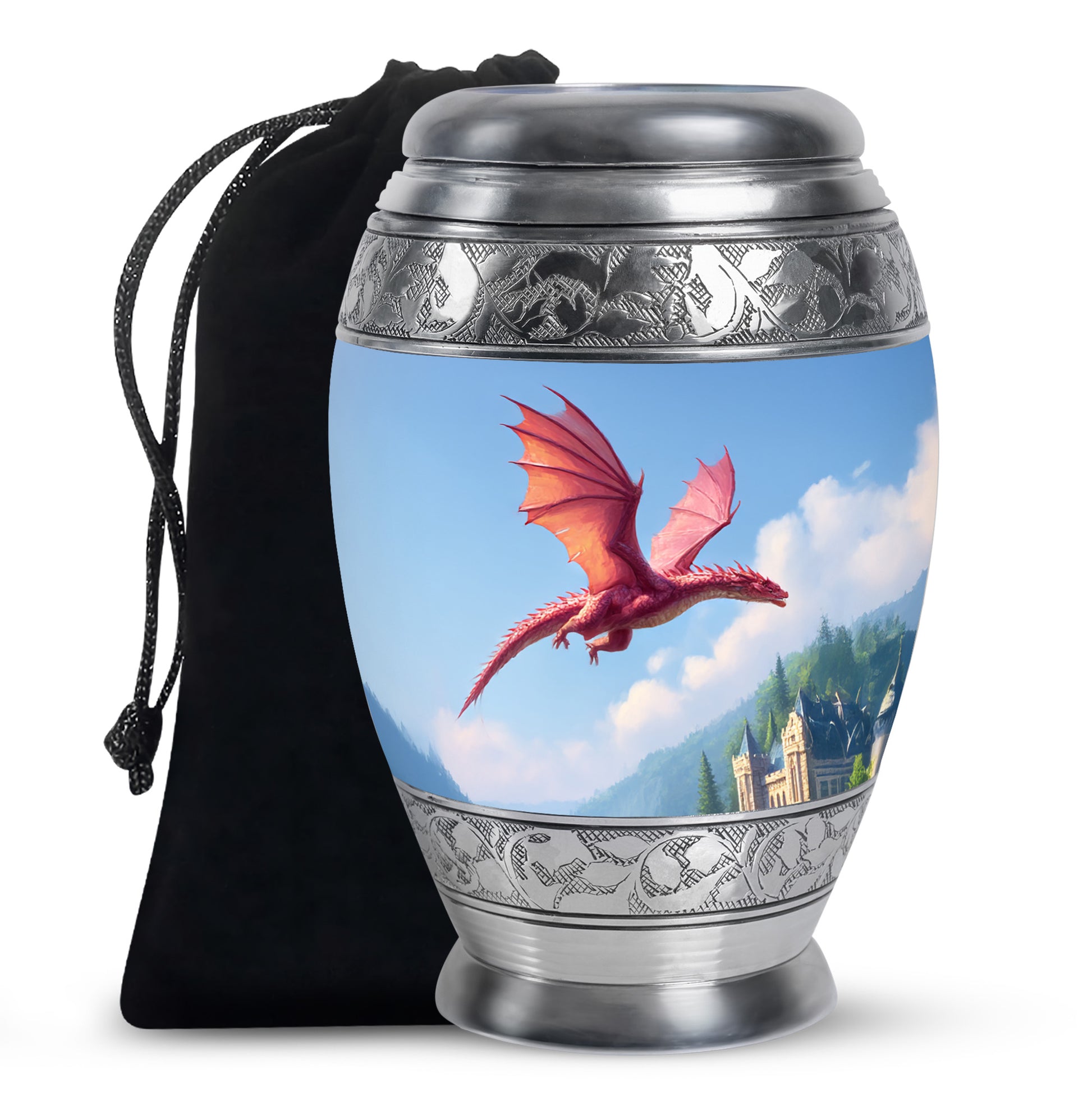 Flying Dragon Funeral Urn - Blue Cremation Urn For Human Ashes