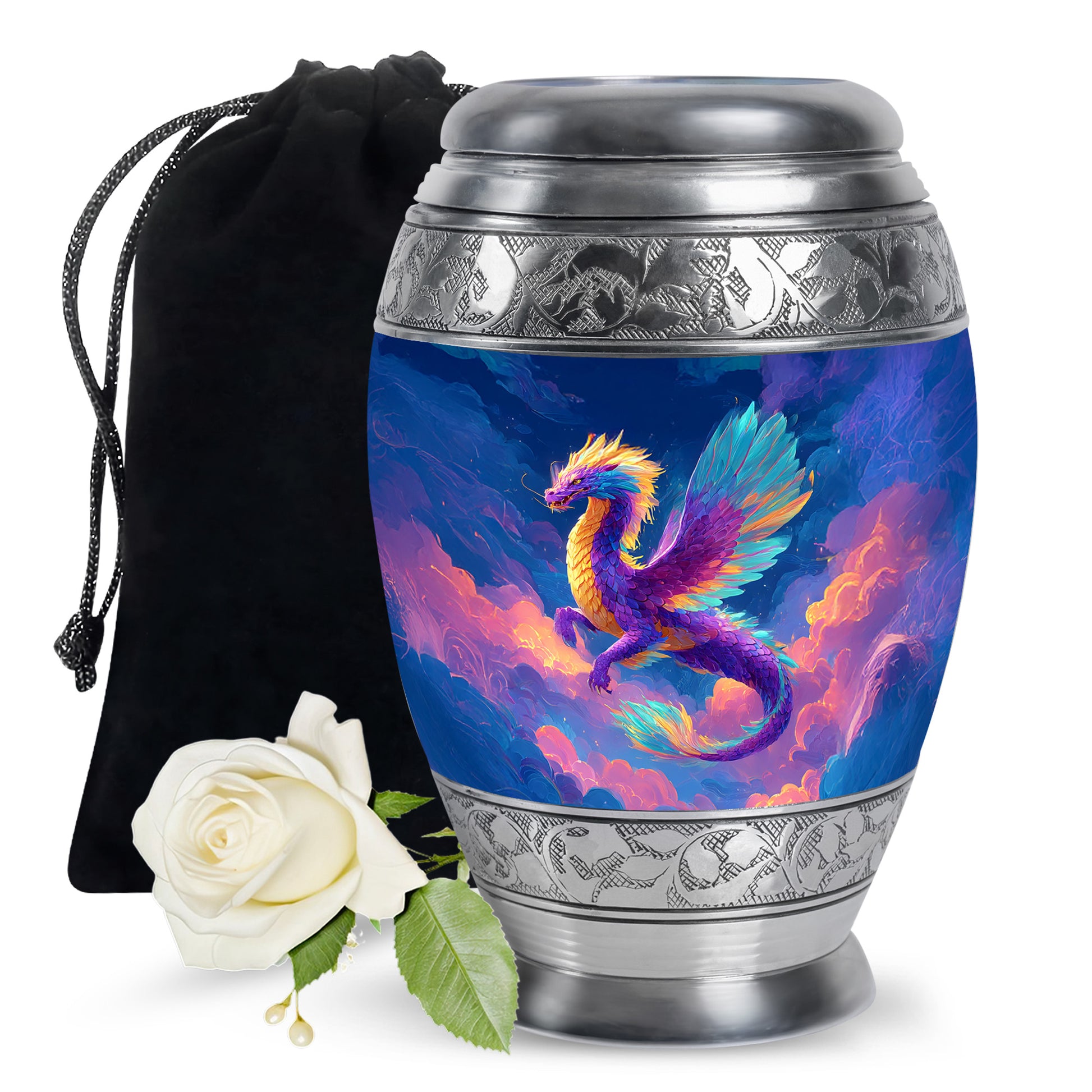 Rainbow Dragon Cremation Urn - Artistic Cremation Urn For Male & Female
