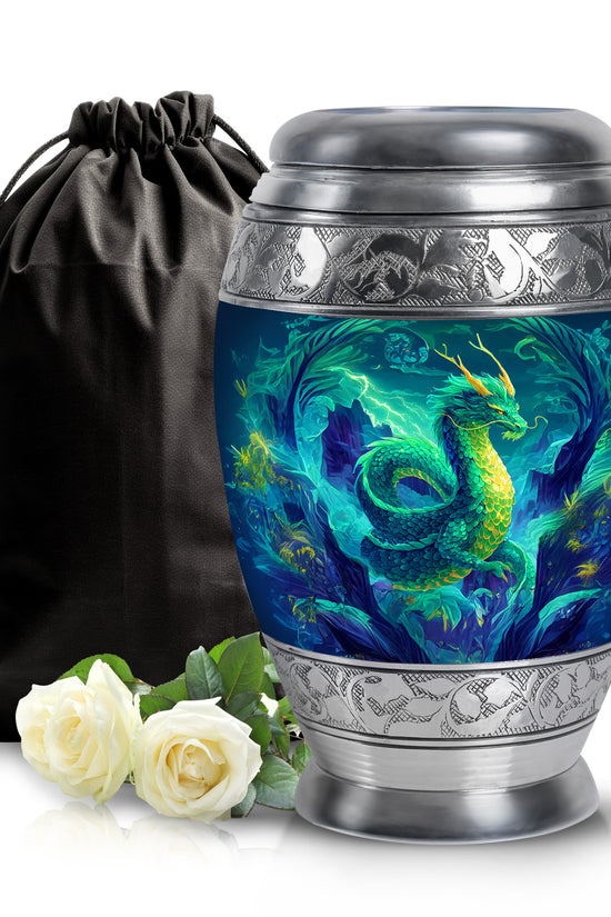 Thunder Dragon Funeral Urn - Fantasy Cremation Memorial Urn For Burial