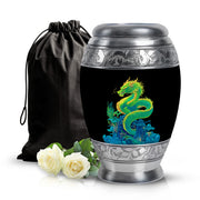 Green Dragon Cremation Urn - Black Memorial Urn For Loved Ones