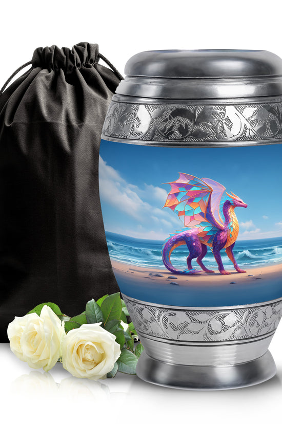 Colorful Dragon Memorial Urn - Ocean Fantasy Cremation Urn For Burial