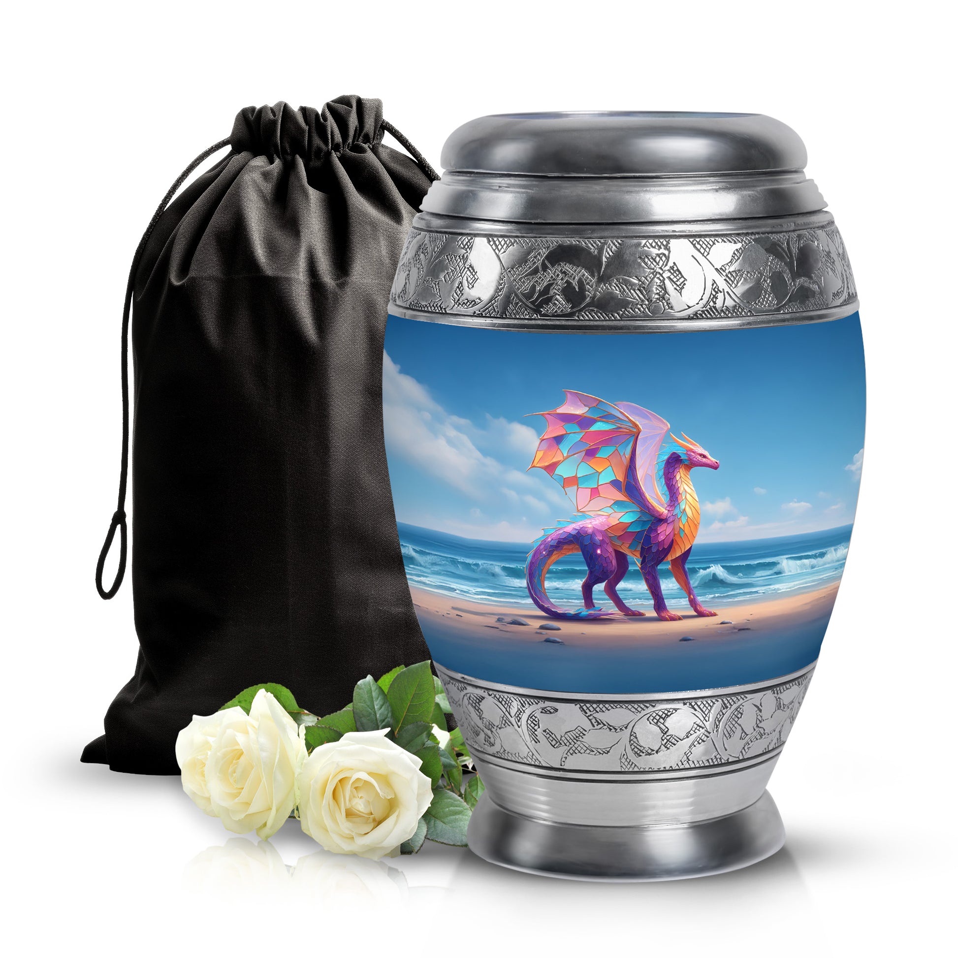 Colorful Dragon Memorial Urn - Ocean Fantasy Cremation Urn For Burial