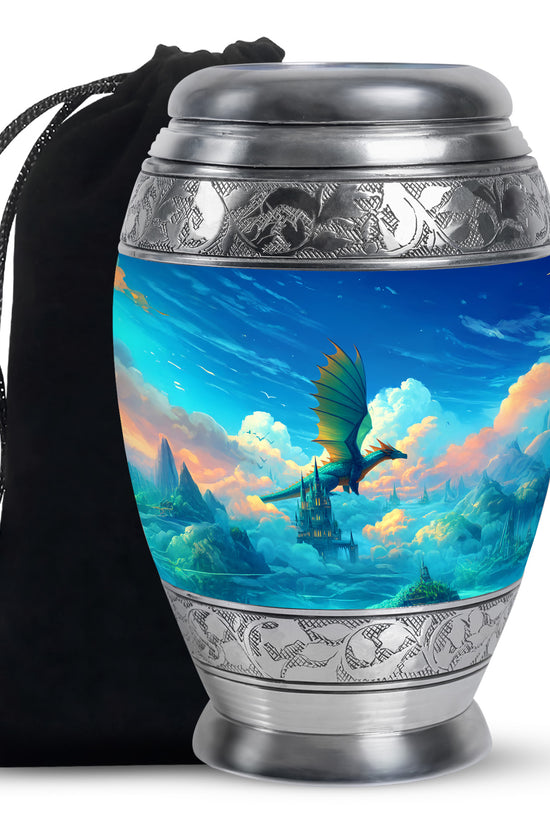 Unique Dragon Memorial Urn - Castle Scene Cremation Urn For Burial