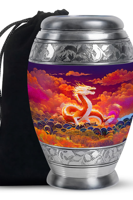 Asian Dragon Memorial Urn - Fire Themed Cremation Urn For Loved Ones
