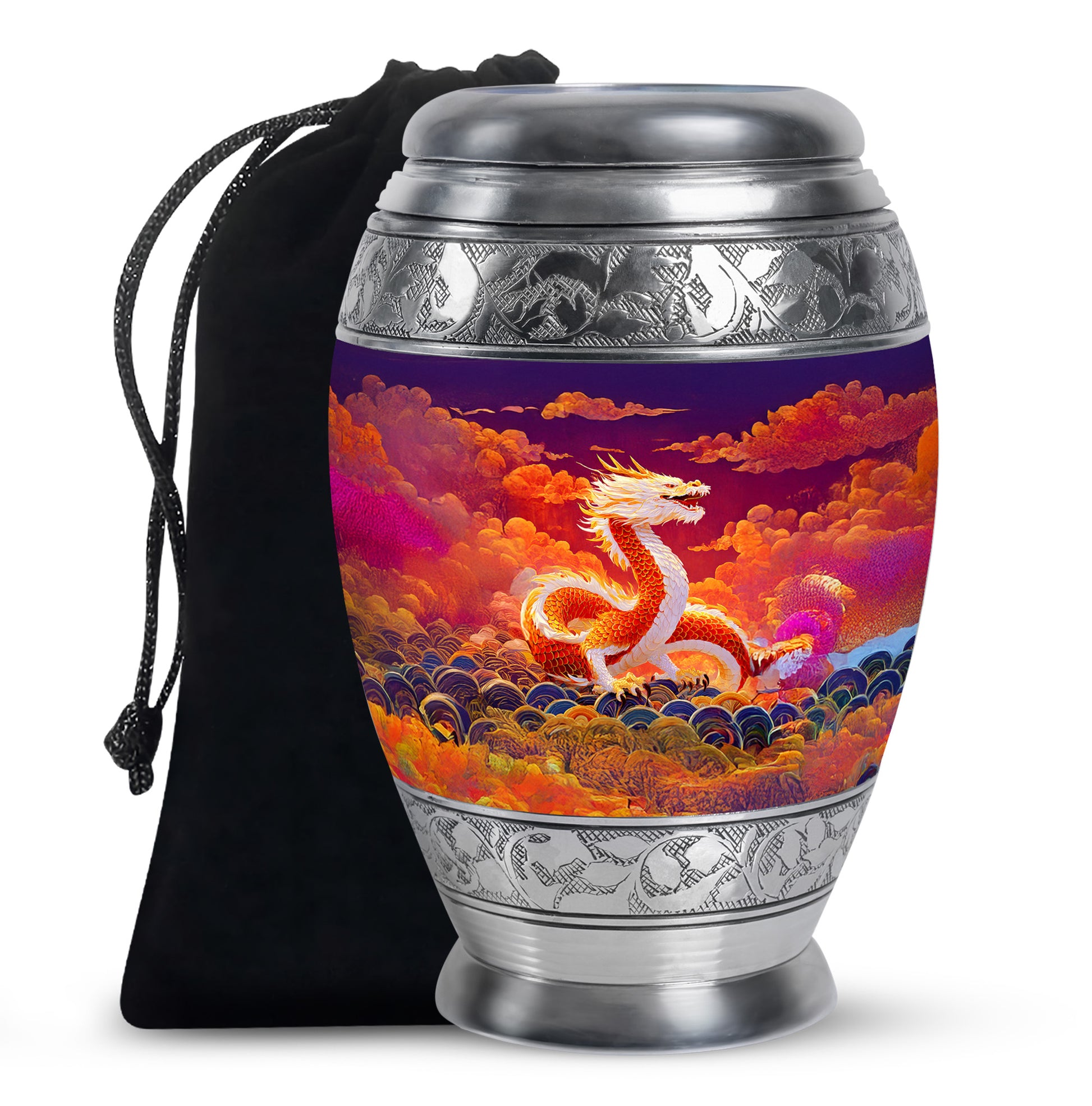 Asian Dragon Memorial Urn - Fire Themed Cremation Urn For Loved Ones