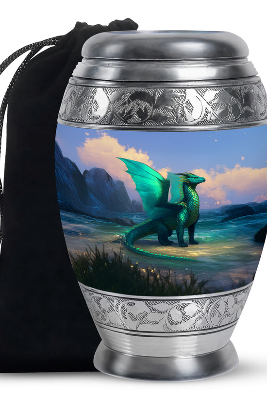 Green Dragon Memorial Urn For Ashes - Beautiful Cremation Urn For Burial