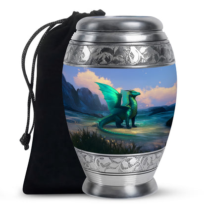 Green Dragon Memorial Urn For Ashes - Beautiful Cremation Urn For Burial