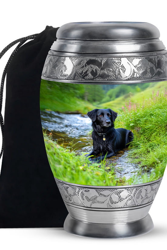 Black Dog Cremation Urn - Beautiful Peaceful Tribute For Loved Ones