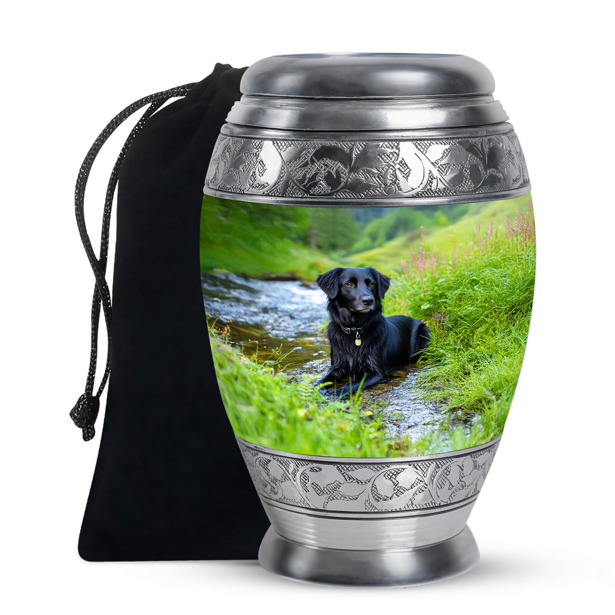 Black Dog Cremation Urn - Beautiful Peaceful Tribute For Loved Ones