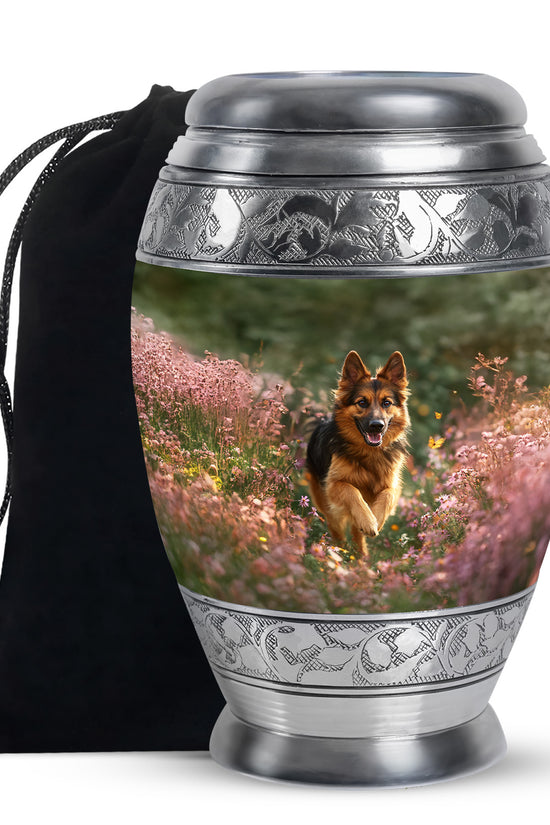 German Shephard Themed Burial Urn - Beautiful Urns For Pet Ashes